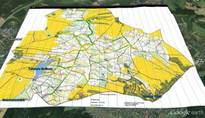 Meine Route im Bürgerwald mit Geschwindigkeit (grün schnell, rot langsam).