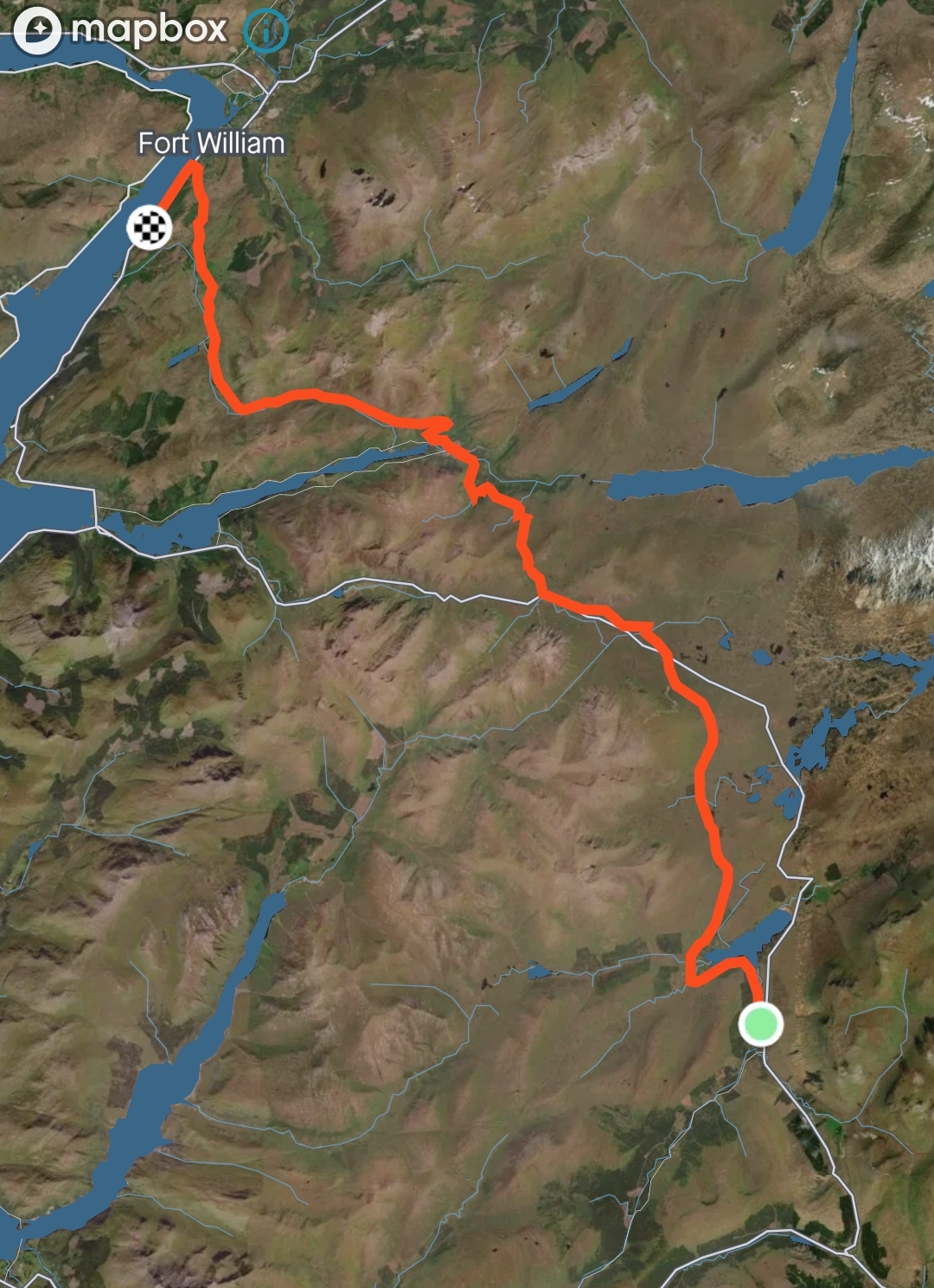 Unsere heutige Strecke folgte meist dem West Highland Way mit 60 km und 1380 hm. (Karte mit meiner aufgezeichneten Route von Strava).